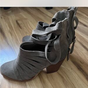 Chinese Laundry Taupe Suede Ankle Booties